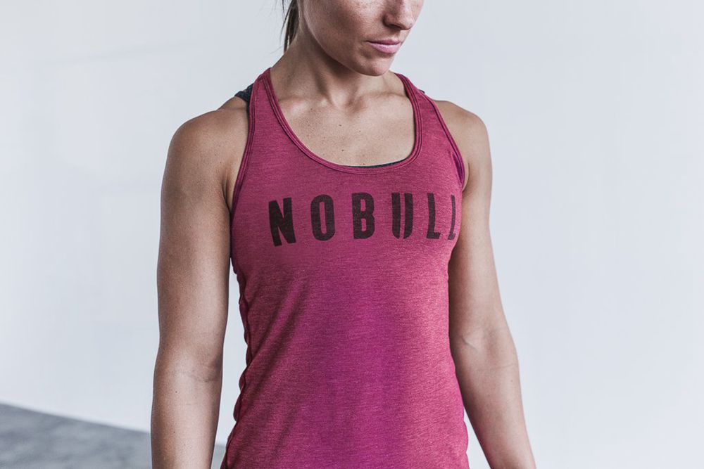 NOBULL Women's Racerback Tank Tops - Wine - Ireland (4738BNQOW)